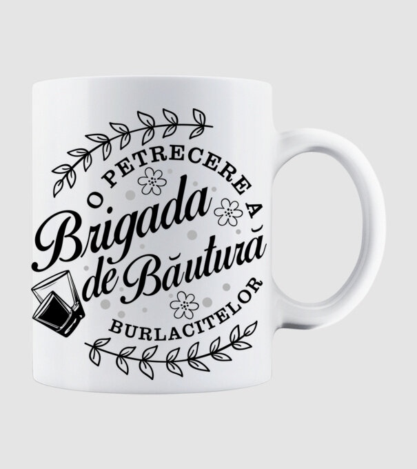 Brigada de băutură model alb pe tricou