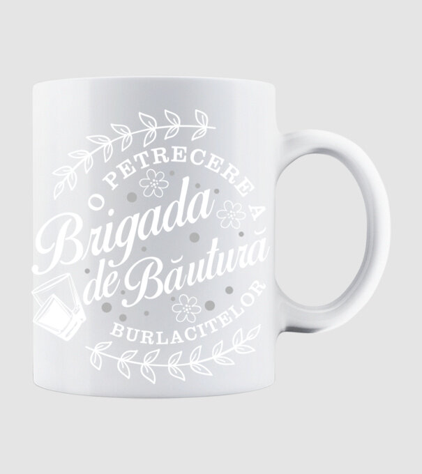 Brigada de băutură model alb pe tricou