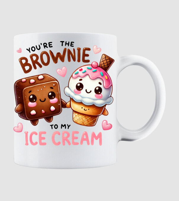 Brownie to my Ice Cream model alb pe tricou