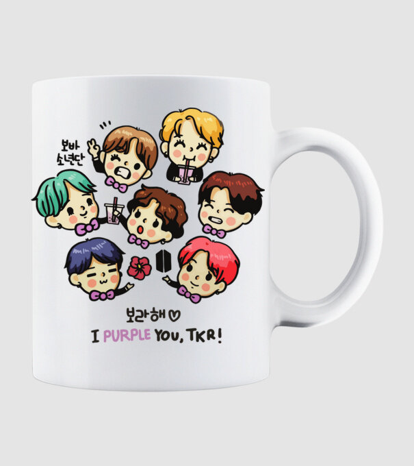 BTS chibi model alb pe tricou