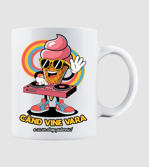 Când vine vara, e ca un drop puternic! model alb pe tricou