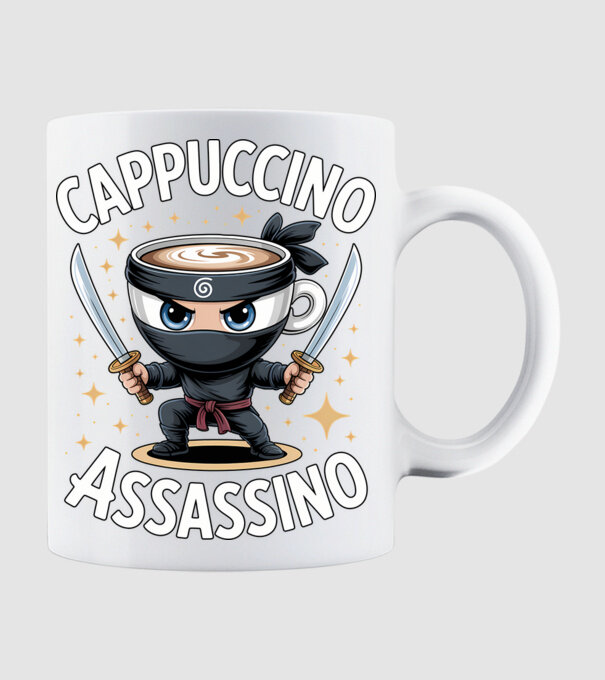 Cappuccino Assassino model alb pe tricou