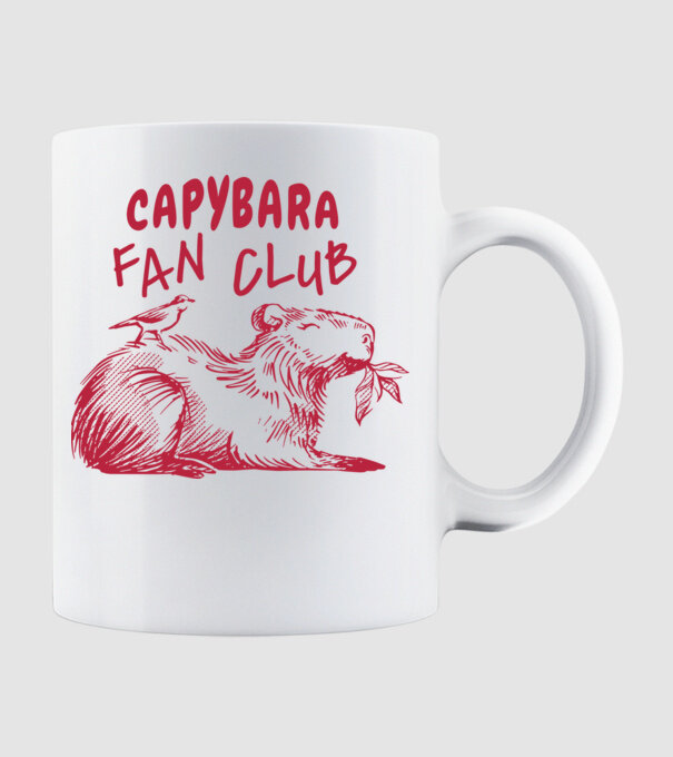 Capybara fan club model alb pe tricou