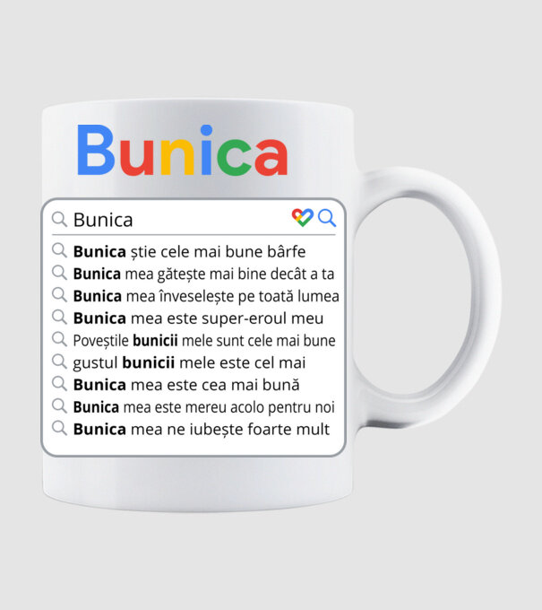 căutare Google Bunica model alb pe tricou