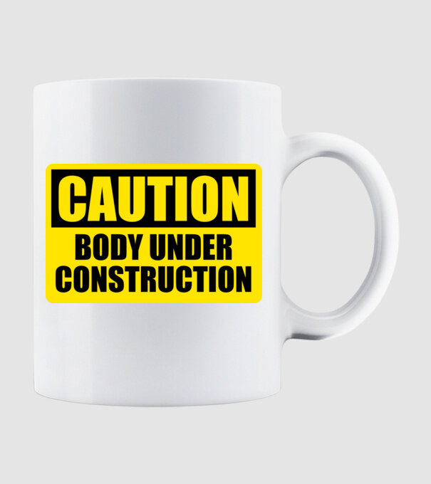 Caution Body Under Construction model alb pe tricou