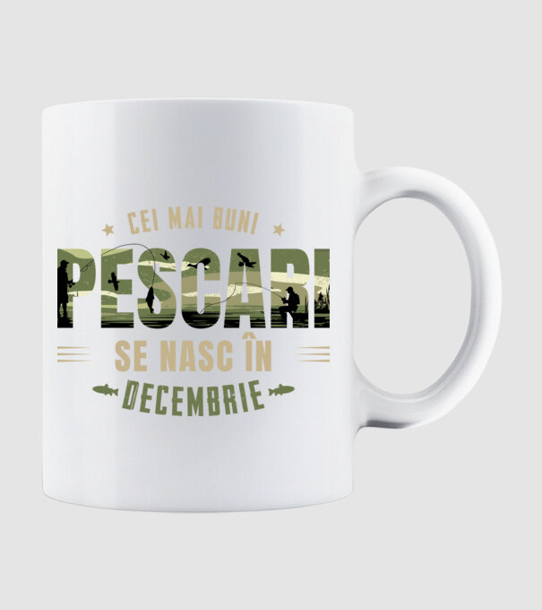 Cei mai buni pescari se nasc în decembrie model alb pe tricou