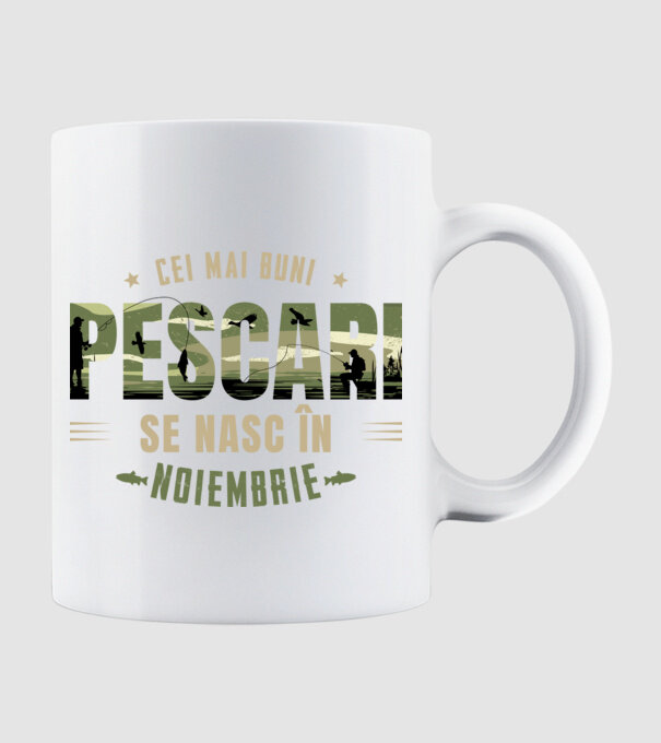 Cei mai buni pescari se nasc în noiembrie model alb pe tricou