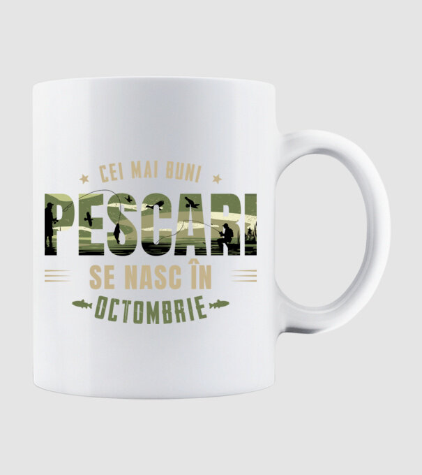 Cei mai buni pescari se nasc în octombrie model alb pe tricou