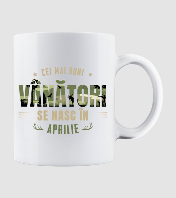 Cei mai buni vânători se nasc în aprilie model alb pe tricou