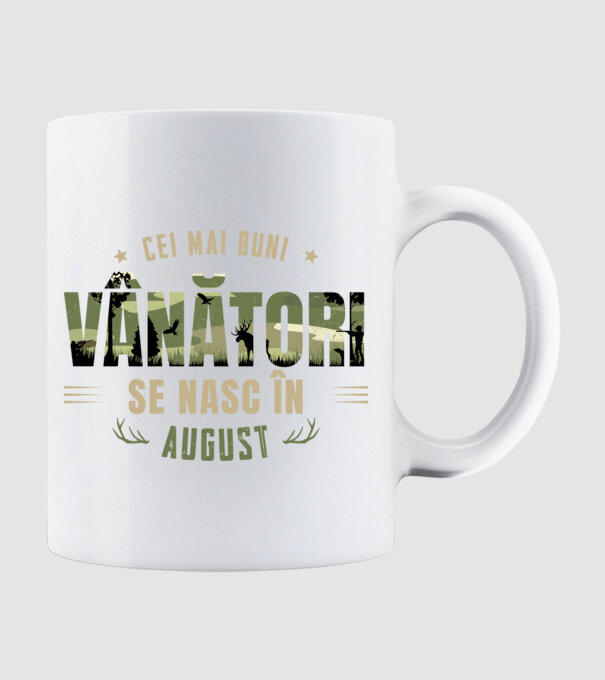 Cei mai buni vânători se nasc în august model alb pe tricou