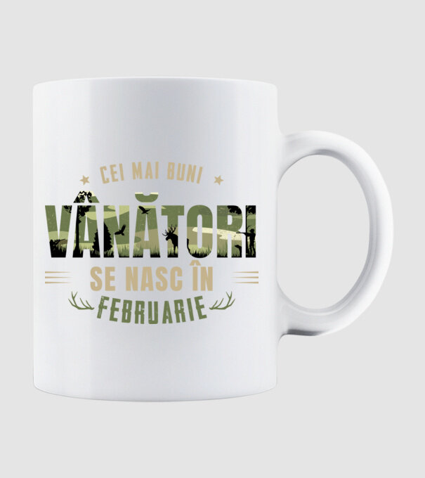 Cei mai buni vânători se nasc în februarie model alb pe tricou