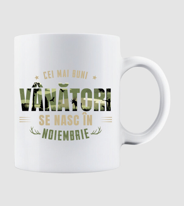 Cei mai buni vânători se nasc în noiembrie model alb pe tricou
