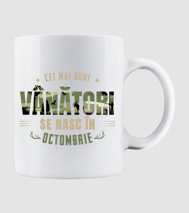 Cei mai buni vânători se nasc în octombrie model alb pe tricou