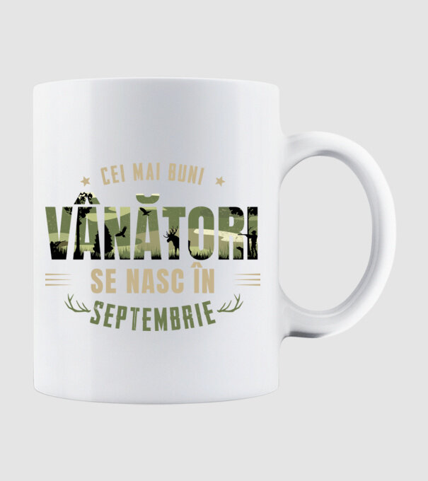 Cei mai buni vânători se nasc în septembrie model alb pe tricou