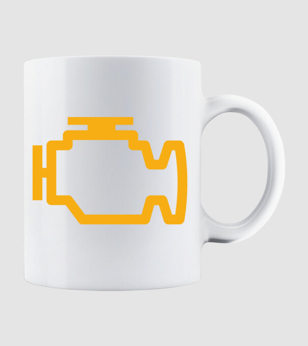 check engine model alb pe tricou