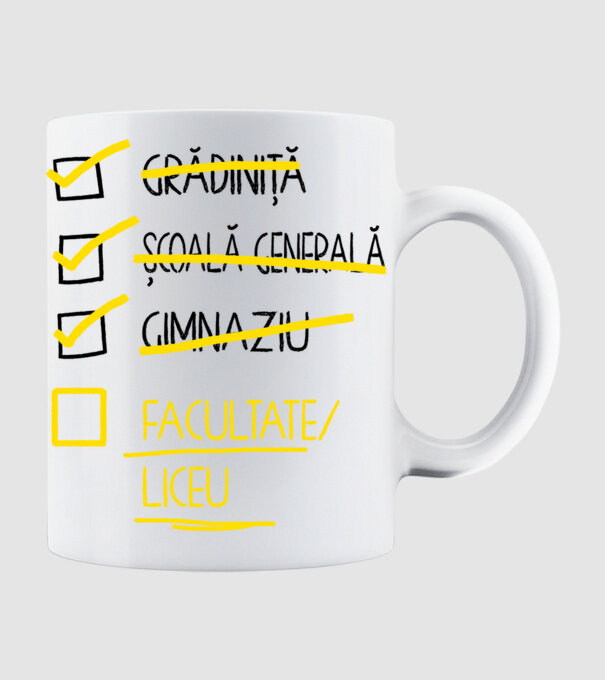 Cheklist educație - Gimnaziu alb model alb pe tricou