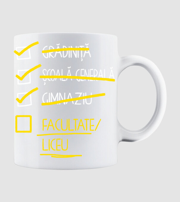 Cheklist educație - Gimnaziu negru model alb pe tricou