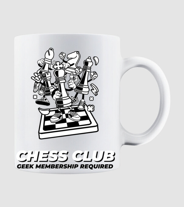chess club model alb pe tricou