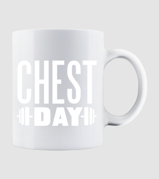 Chest day model alb pe tricou