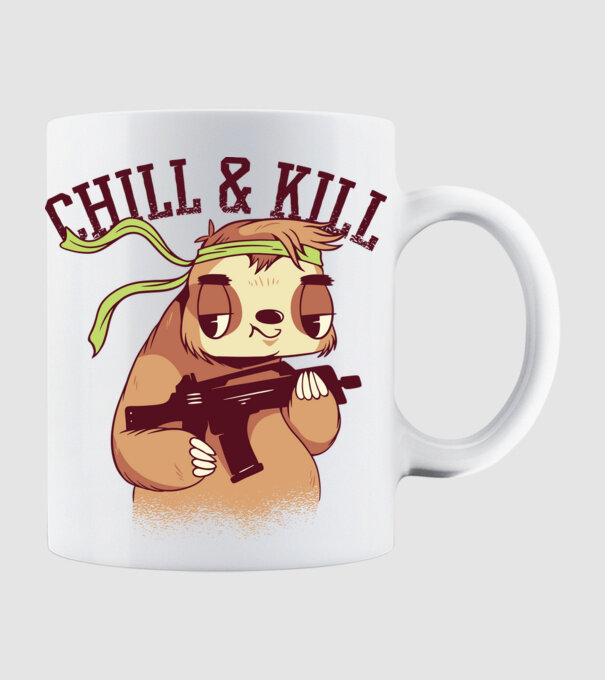 chill and kill model alb pe tricou