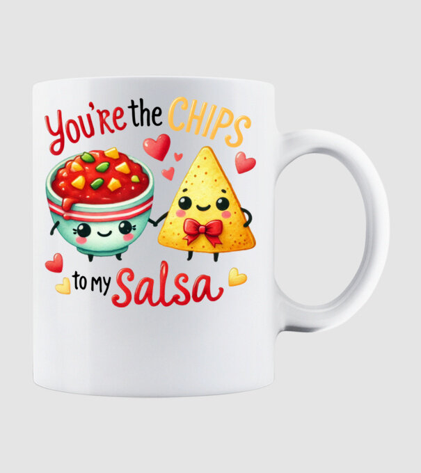 Chips to my Salsa model alb pe tricou