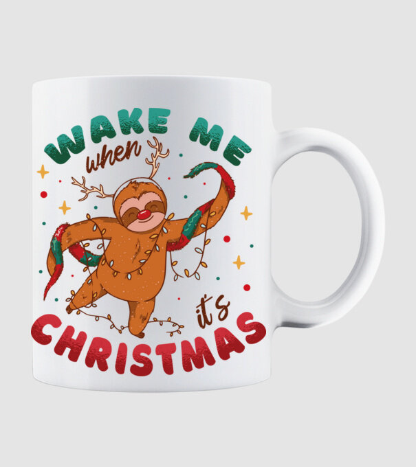 Christmas Sloth model alb pe tricou