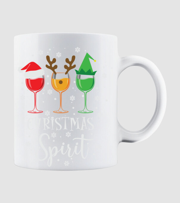 Christmas spirit wine model alb pe tricou