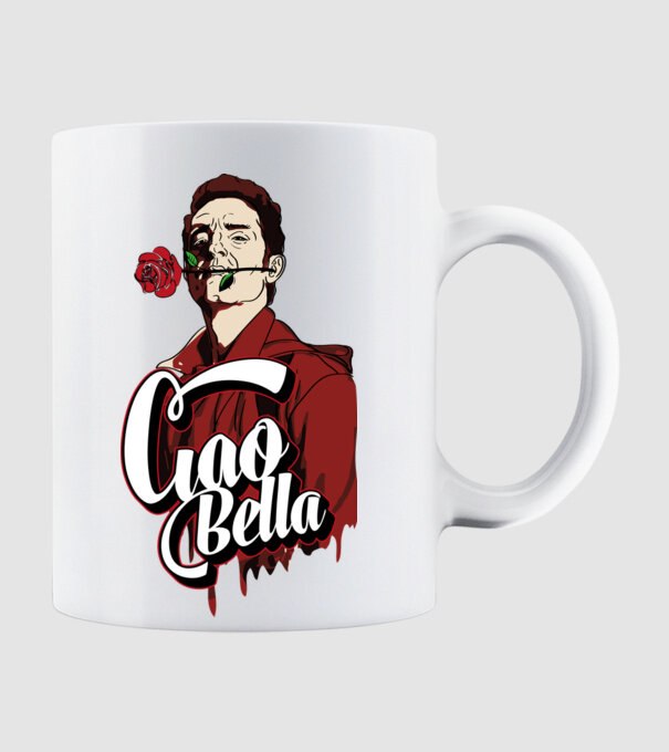 ciao bella berlin rose model alb pe tricou