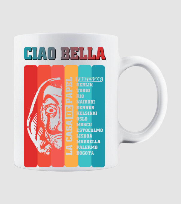 ciao bella retro model alb pe tricou