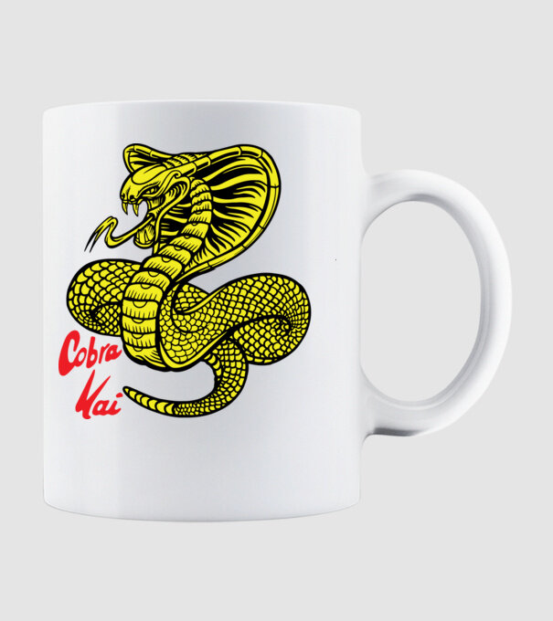 cobra kai logo color model alb pe tricou