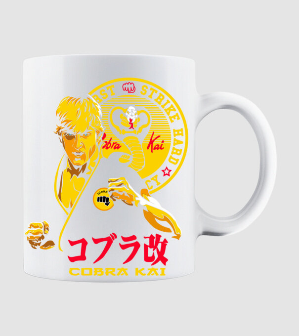 cobra kai poster model alb pe tricou