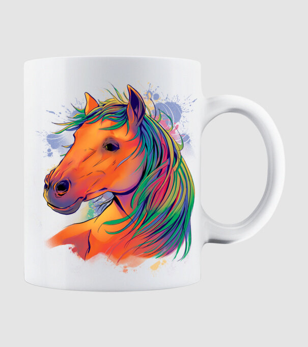 Colorful Horse model alb pe tricou