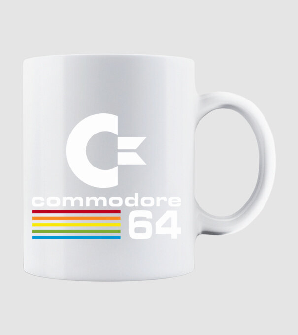 Commodore 64 logo on black model alb pe tricou