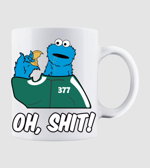 cookie monster squid game parody model alb pe tricou
