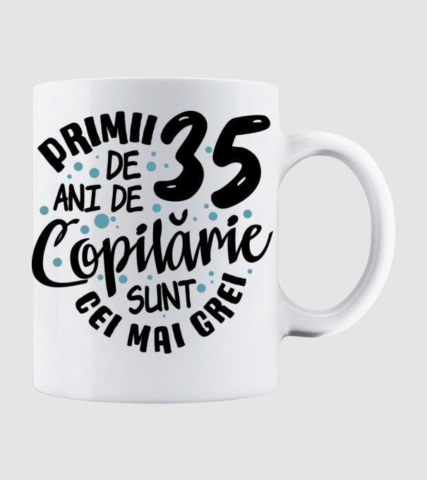 Copilărie 35 de ani model alb pe tricou