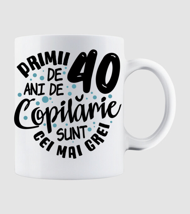 Copilărie 40 de ani model alb pe tricou