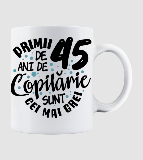 Copilărie 45 de ani model alb pe tricou