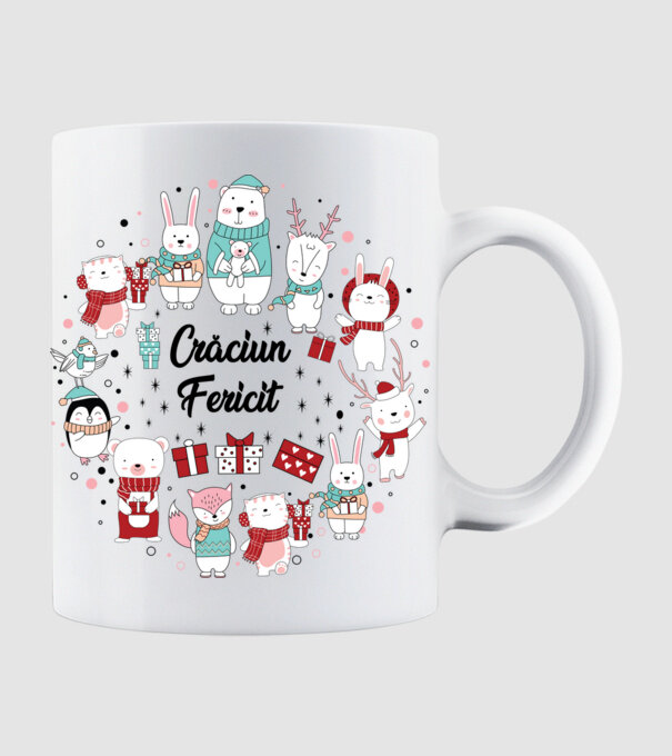 Crăciun Fericit model alb pe tricou