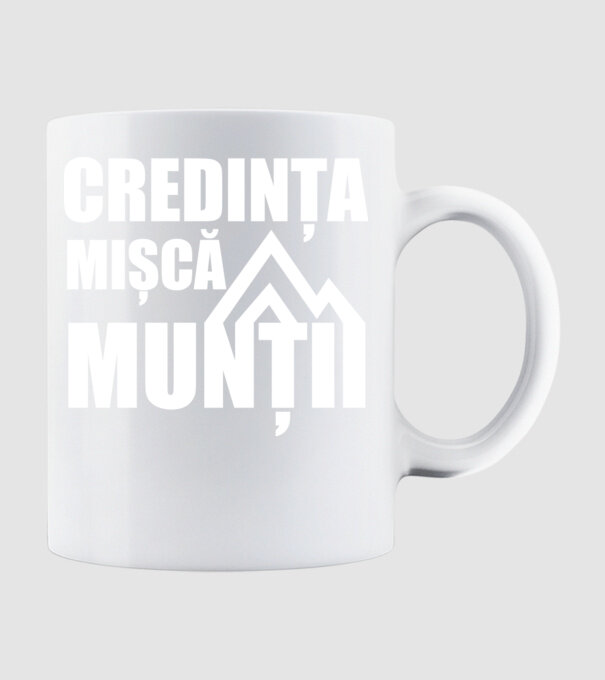 Credința mișcă munții model alb pe tricou