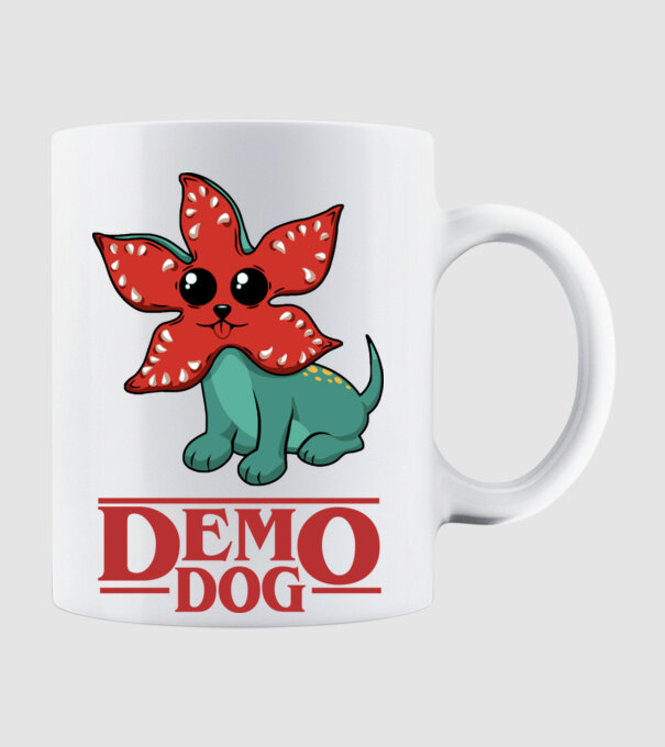 cute demodog model alb pe tricou