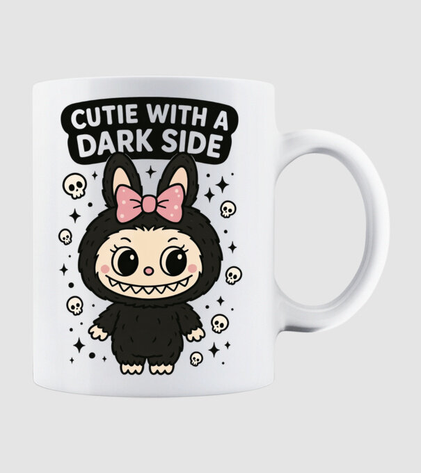 Cutie with a dark side model alb pe tricou