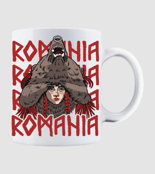 Dansul Ursului romania model alb pe tricou