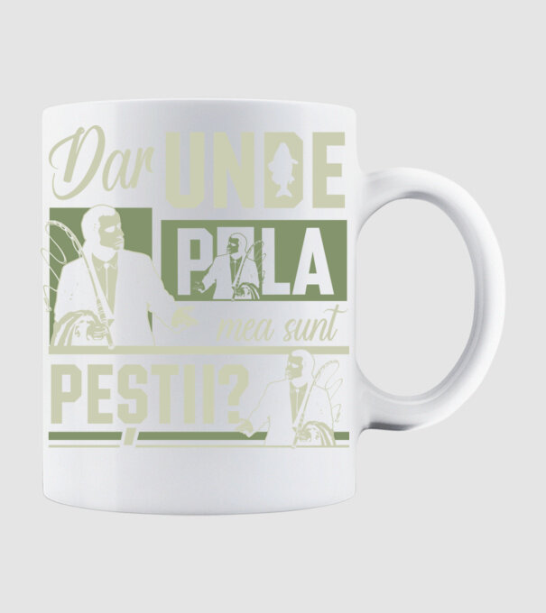 Dar unde p la mea sunt peștii model alb pe tricou