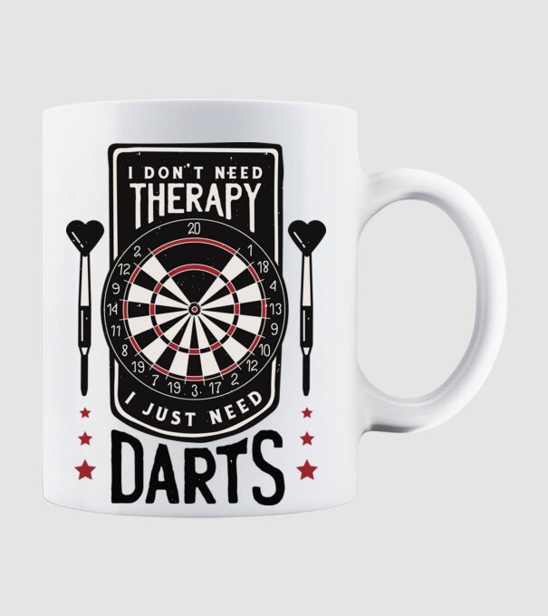 Darts Therapy model alb pe tricou