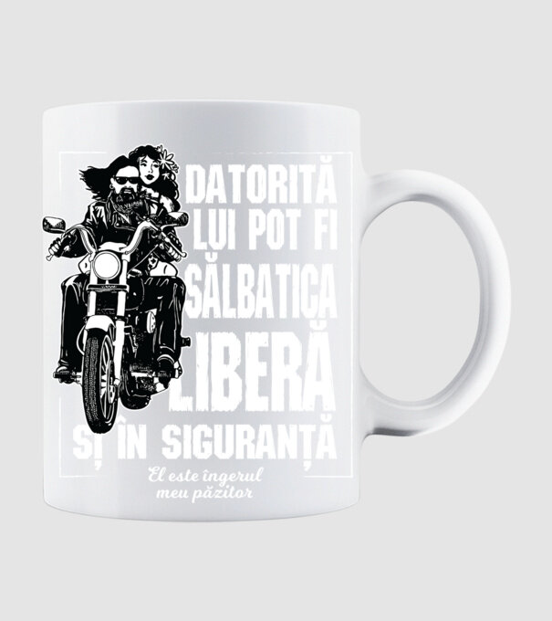 datorită ei pot fi sălbatic, liber și în siguranță - ea este îngerul meu păzitor model alb pe tricou