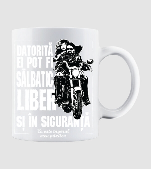 datorită ei pot fi sălbatic, liber și în siguranță - ea este îngerul meu păzitor model alb pe tricou