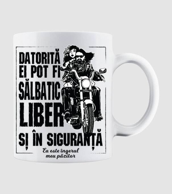 datorită lui pot fi sălbatică, liberă și în siguranță - el este îngerul meu păzitor model alb pe tricou