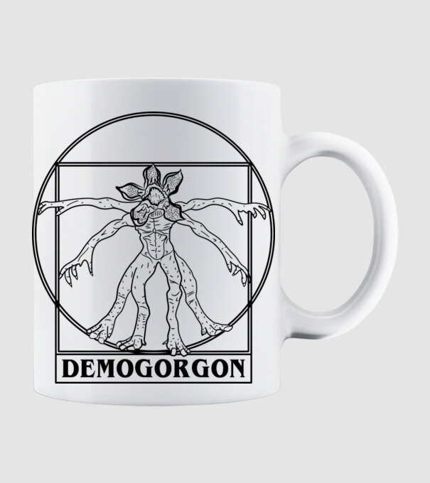 demogorgon da vinci model alb pe tricou