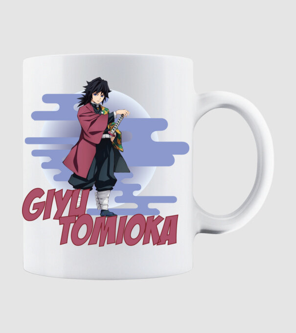 Demon Slayer Giyu model alb pe tricou