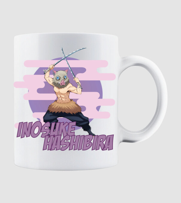 Demon Slayer Inosuke model alb pe tricou